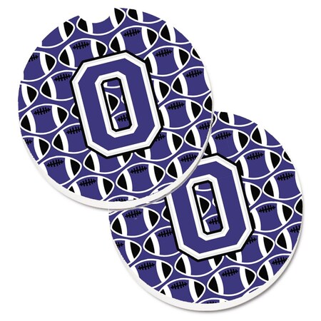 Carolines Treasures Letter O Football Purple and White Set of 2 Cup Holder Car Coaster CJ1068-OCARC